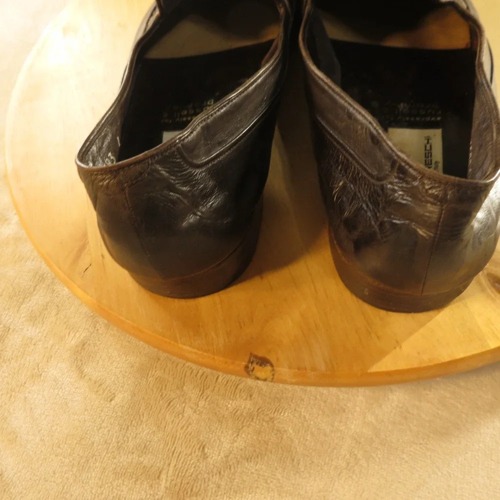 Vintage Moreschi Loafers Mens 9 Dark Brown Leather Snakeskin Made in Italy